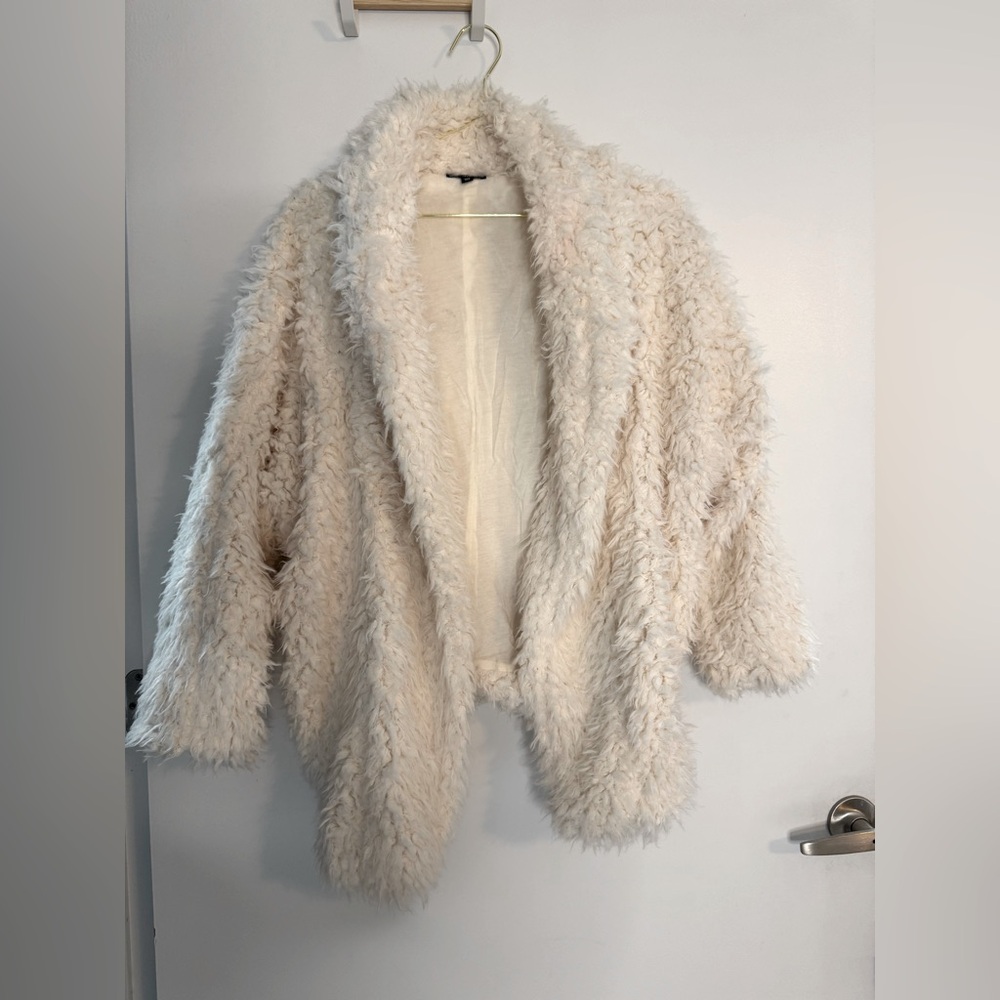 Express Faux Fur Cream Jacket, size XS